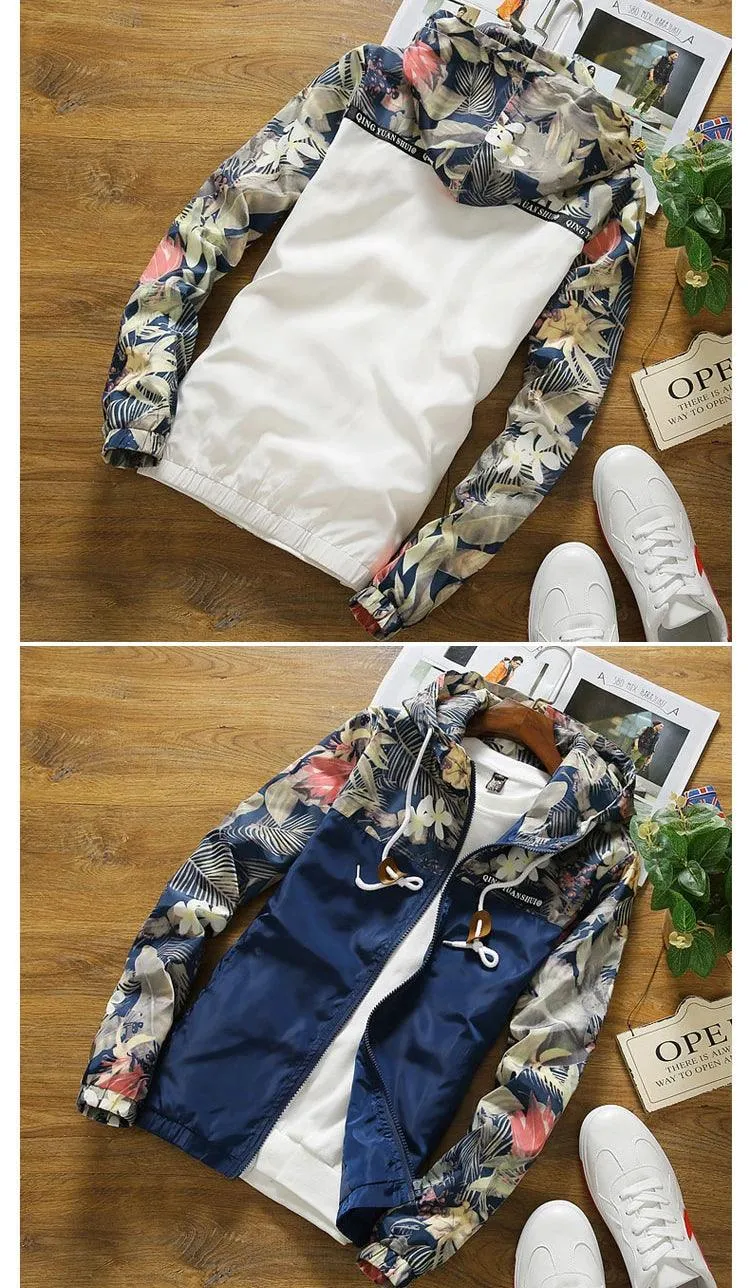 Women's Hooded Jackets 2024 Spring Autumn Floral Causal Windbreaker Women Basic Jackets Coats Zipper Lightweight Jackets Famale