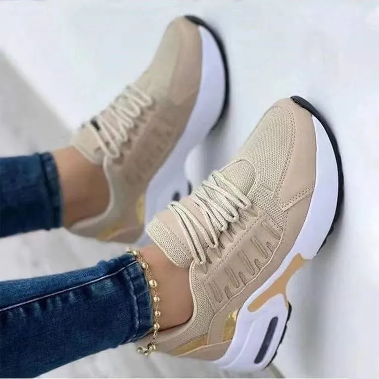 Women's Lace Up Wedge Heel Running Shoes