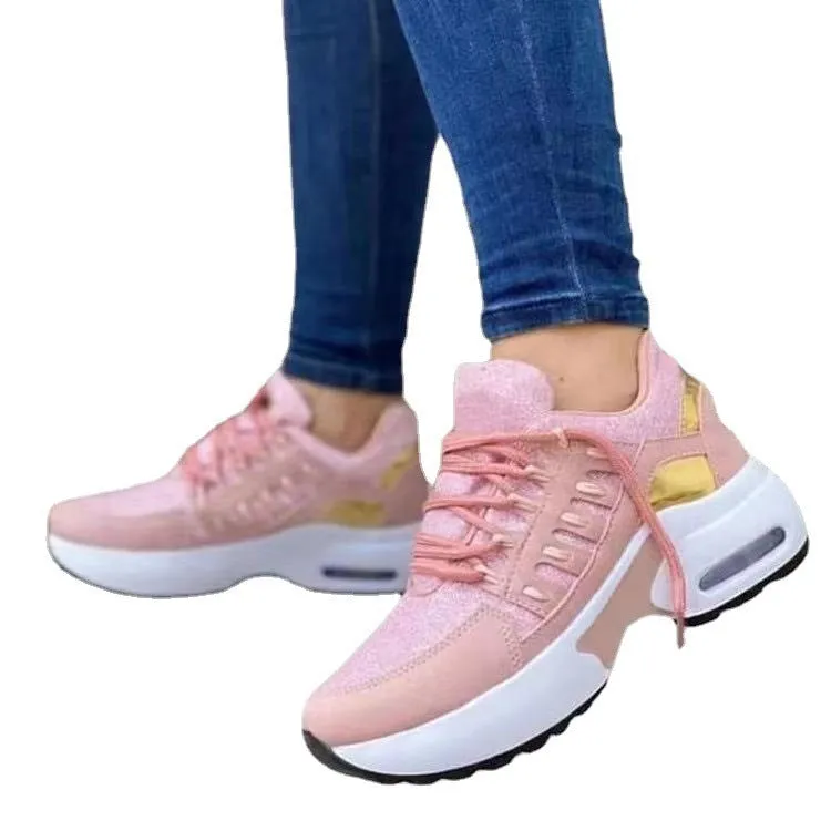 Women's Lace Up Wedge Heel Running Shoes