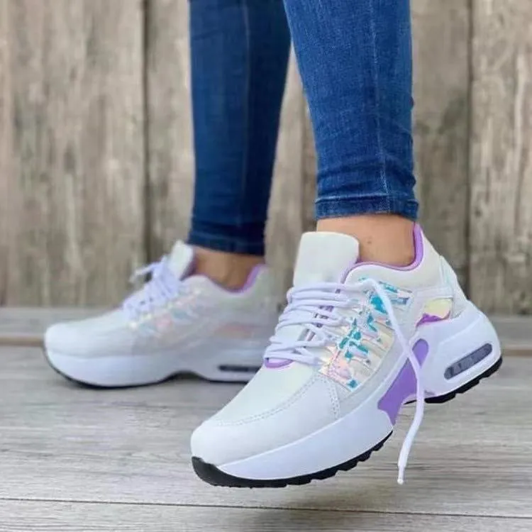 Women's Lace Up Wedge Heel Running Shoes