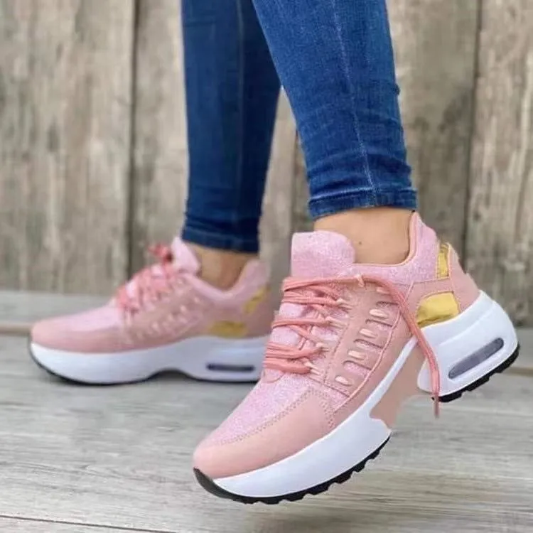 Women's Lace Up Wedge Heel Running Shoes