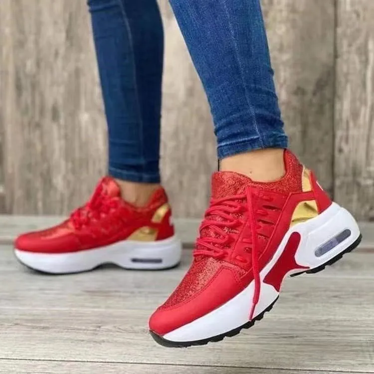 Women's Lace Up Wedge Heel Running Shoes